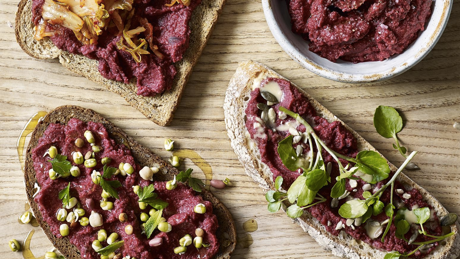 Beetroot hummus eco snack for around a pound
